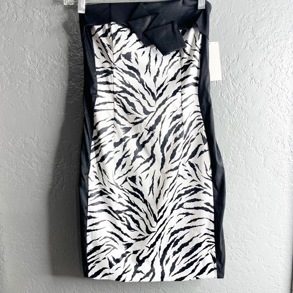 Jessica McClintock women size 2 zebra print zigzag flap cocktail dress. - Picture 3 of 10